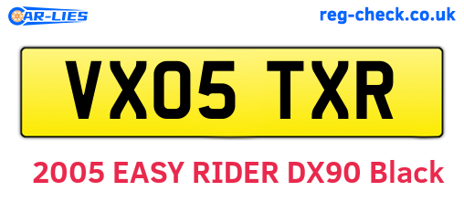 VX05TXR are the vehicle registration plates.