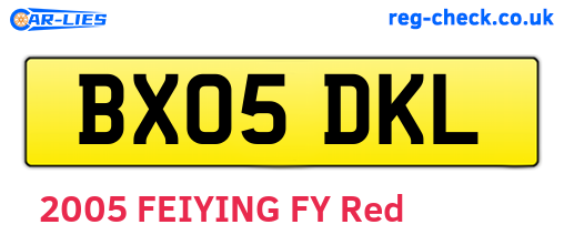 BX05DKL are the vehicle registration plates.