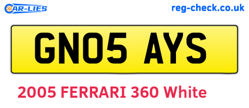 GN05AYS are the vehicle registration plates.