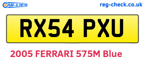 RX54PXU are the vehicle registration plates.