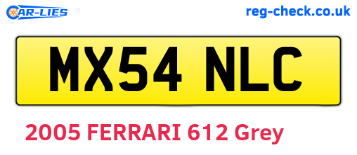 MX54NLC are the vehicle registration plates.