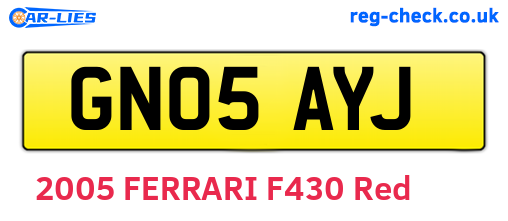 GN05AYJ are the vehicle registration plates.