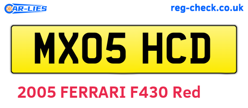 MX05HCD are the vehicle registration plates.