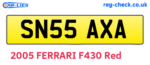 SN55AXA are the vehicle registration plates.