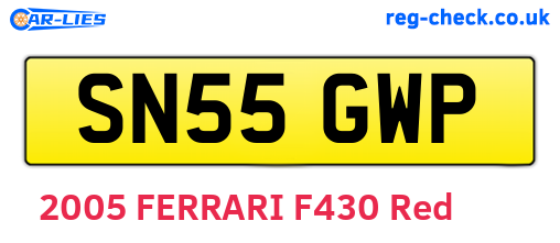SN55GWP are the vehicle registration plates.
