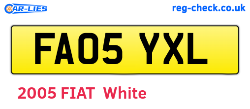 FA05YXL are the vehicle registration plates.