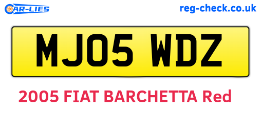 MJ05WDZ are the vehicle registration plates.