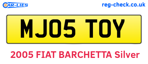 MJ05TOY are the vehicle registration plates.