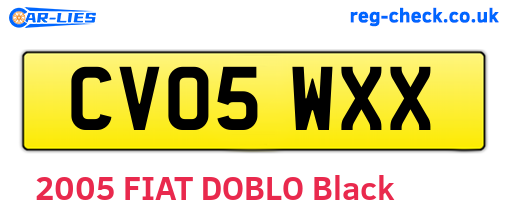 CV05WXX are the vehicle registration plates.
