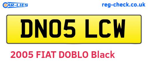 DN05LCW are the vehicle registration plates.