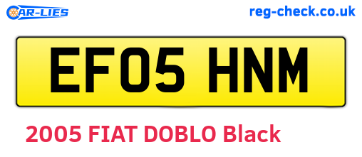 EF05HNM are the vehicle registration plates.