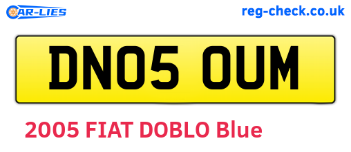 DN05OUM are the vehicle registration plates.
