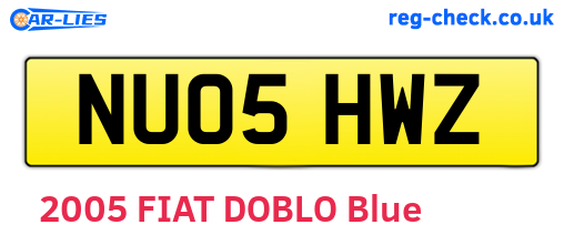 NU05HWZ are the vehicle registration plates.