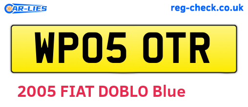 WP05OTR are the vehicle registration plates.