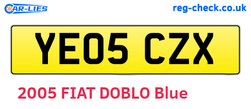 YE05CZX are the vehicle registration plates.