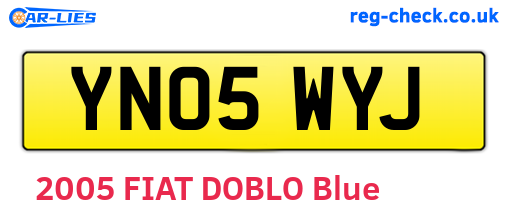 YN05WYJ are the vehicle registration plates.