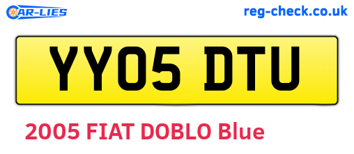 YY05DTU are the vehicle registration plates.
