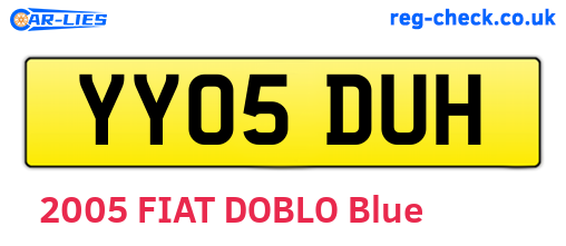 YY05DUH are the vehicle registration plates.