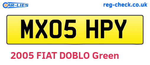 MX05HPY are the vehicle registration plates.
