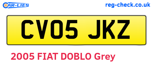 CV05JKZ are the vehicle registration plates.