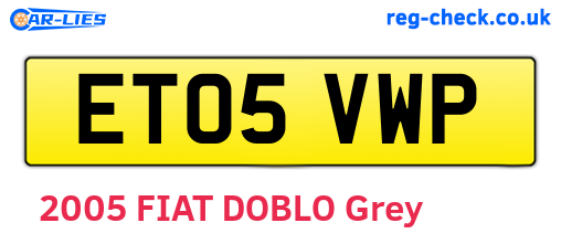 ET05VWP are the vehicle registration plates.