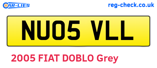 NU05VLL are the vehicle registration plates.