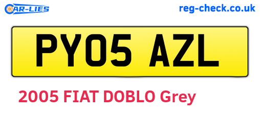 PY05AZL are the vehicle registration plates.