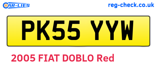 PK55YYW are the vehicle registration plates.