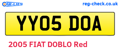 YY05DOA are the vehicle registration plates.