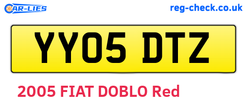 YY05DTZ are the vehicle registration plates.
