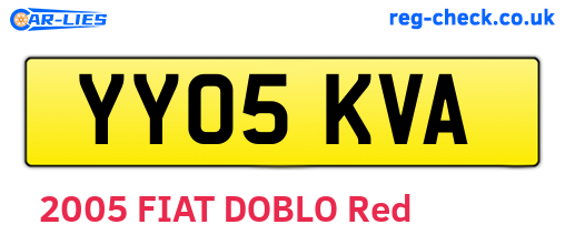 YY05KVA are the vehicle registration plates.