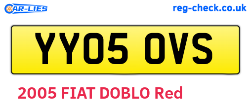 YY05OVS are the vehicle registration plates.
