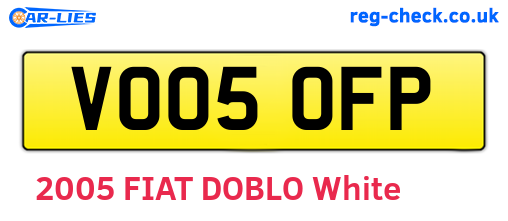 VO05OFP are the vehicle registration plates.