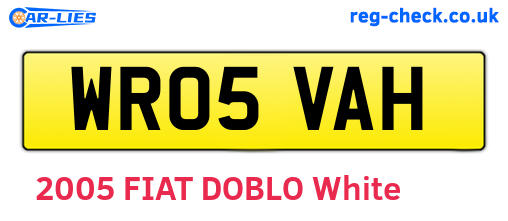 WR05VAH are the vehicle registration plates.