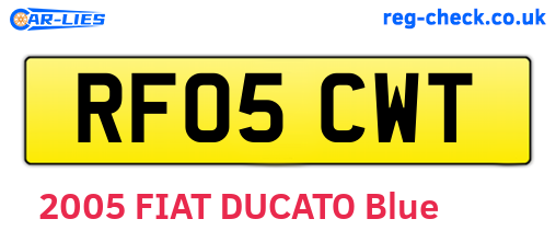 RF05CWT are the vehicle registration plates.