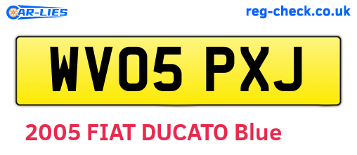WV05PXJ are the vehicle registration plates.