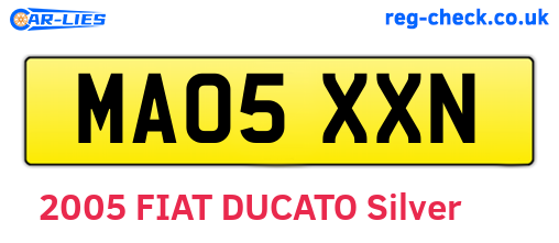 MA05XXN are the vehicle registration plates.