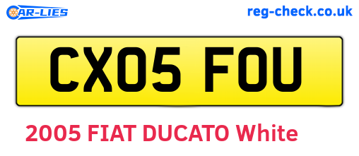 CX05FOU are the vehicle registration plates.