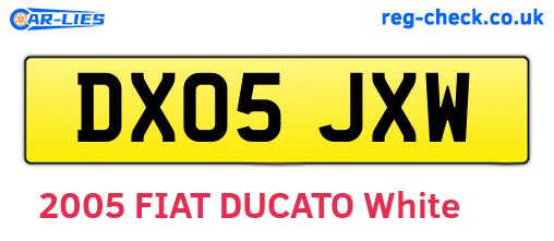 DX05JXW are the vehicle registration plates.