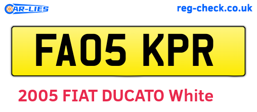 FA05KPR are the vehicle registration plates.