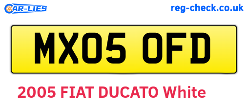 MX05OFD are the vehicle registration plates.