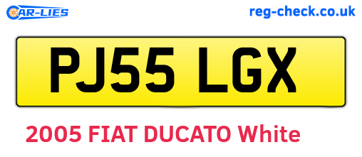 PJ55LGX are the vehicle registration plates.