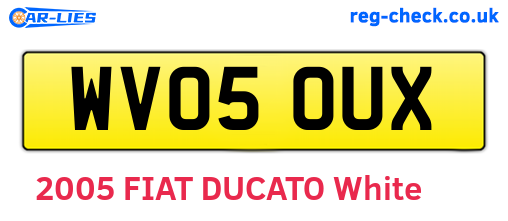 WV05OUX are the vehicle registration plates.
