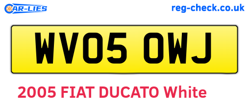 WV05OWJ are the vehicle registration plates.