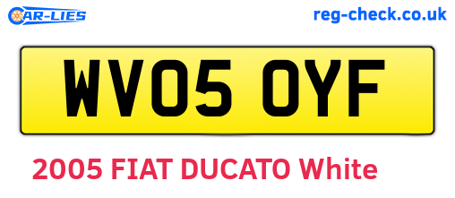 WV05OYF are the vehicle registration plates.