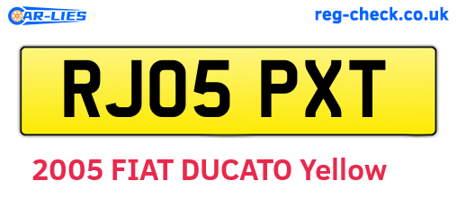 RJ05PXT are the vehicle registration plates.