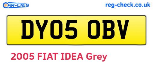 DY05OBV are the vehicle registration plates.