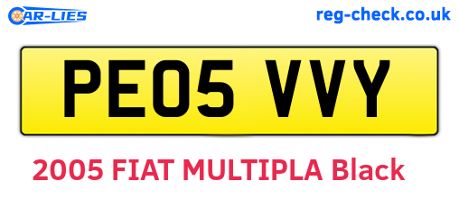 PE05VVY are the vehicle registration plates.