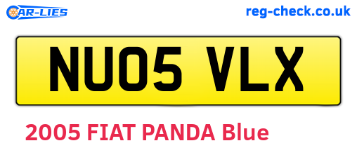 NU05VLX are the vehicle registration plates.