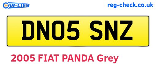 DN05SNZ are the vehicle registration plates.
